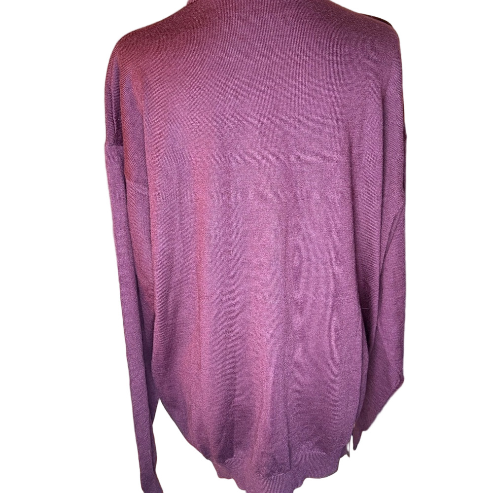 Cortina Italia Made in Italy Plum 100% Merino Wool Mock Neck Sweater XXL - Picture 2 of 5